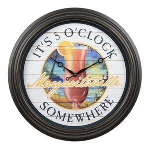 Margaritaville 15.75" IN/OUT Wall Clock - It's 5 O'Clock Somewhere TESTED